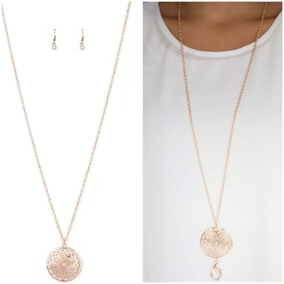 MARVELOUS IN MANDALAS ROSE GOLD LANYARD/EARRING SE